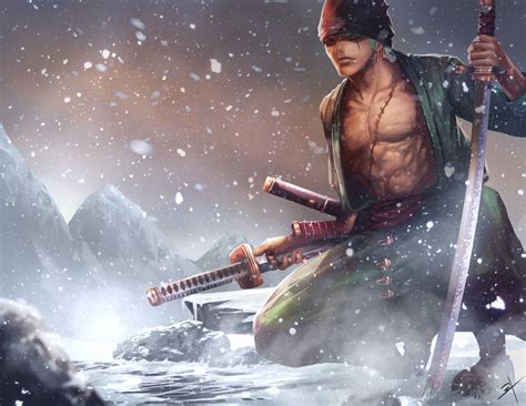 Roronoa Zoro Snowy Battle Hd Wallpaper