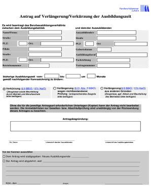Fillable Online Handwerk Rhein Erft Antrag Auf Verl Ngerung Verk Rzung