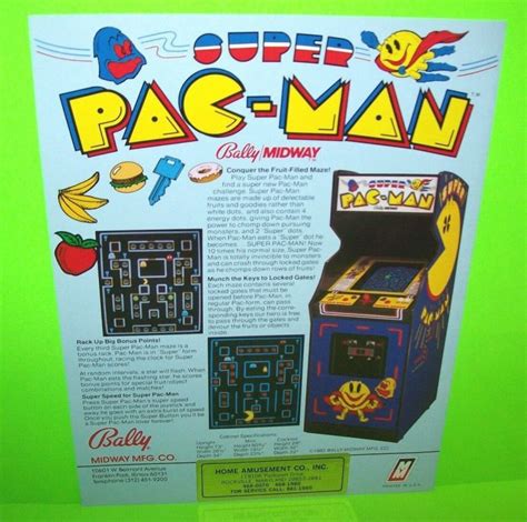 Super Pac Man Arcade Flyer Midway 1982 Original NOS Video Game Art