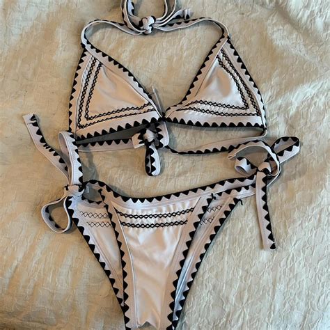 Black White String Bikini Size Medium Depop