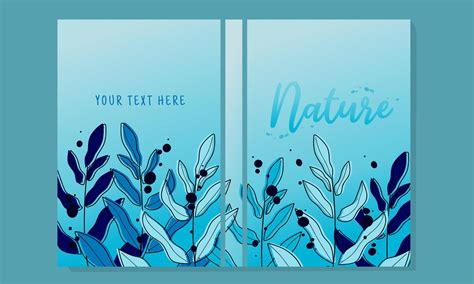 Blue Book Cover Set Botanical Floral Design Element For Notebook