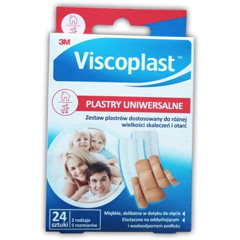 Zestaw plastrów z opatrunkiem 3M Viscoplast 24 sztuki 15102663523