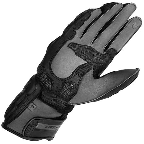 Rebelhorn St Long Leather Gloves Black Grey Free Uk Delivery