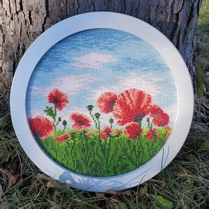 Poppies Cross Stitch Pattern Landscape Cross Stitch Poppy Field Cross