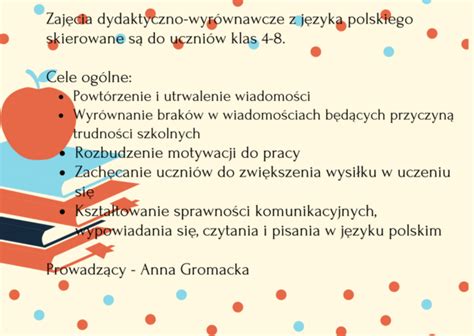 Zajęcia dydaktyczno wyrównawcze z języka polskiego Szkoła Podstawowa