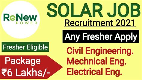 Solar Jobs 2021 All Branch Eligible Package 6Lakhs Recruitment 2021 Job