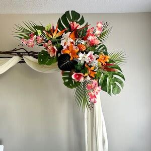 Tropical Wedding Arch Flowers Corner Swag Tieback Made With Silk