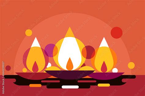 Illustration of lighted oil lamps of Diwali festival Stock Vector ...