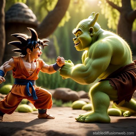 Goku vs Shrek: A Hypothetical Showdown | Stable Diffusion Online