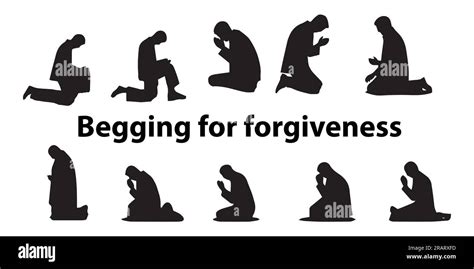 Silhouette Begging For Forgiveness Vector Illustration Stock Vector