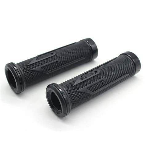 Pair Mm Handlebar Grips Motorcycle Universal Black Rubber