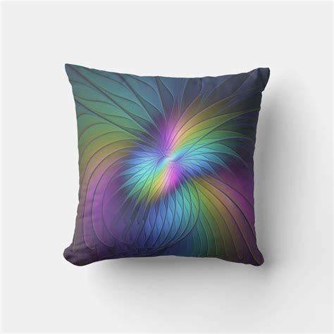 Colorful With Blue Modern Abstract Fractal Art Outdoor Pillow Zazzle