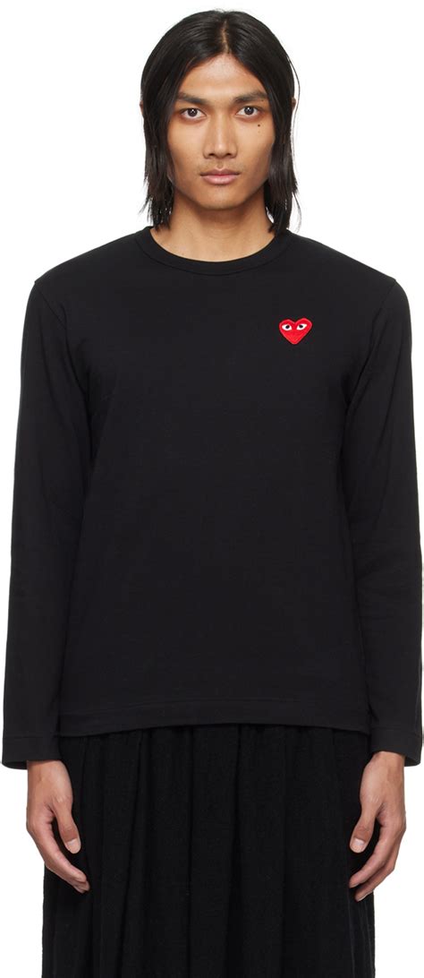 Comme Des Garçons Play Heart Patch Long sleeve T shirt Outlet