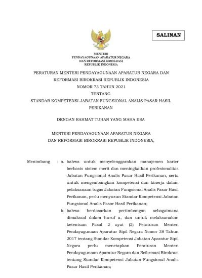 Dengan Rahmat Tuhan Yang Maha Esa Menteri Pendayagunaan Aparatur Negara