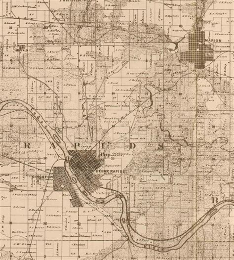 Linn County Iowa 1859 Old Wall Map With Landowner Names Farm Etsy