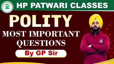 HP Patwari Classes Polity Most Important Questions By GP Sir