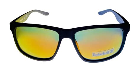 Timberland Men Sunglass Matte Black Plastic Rectangle Flash Lens Tb7256