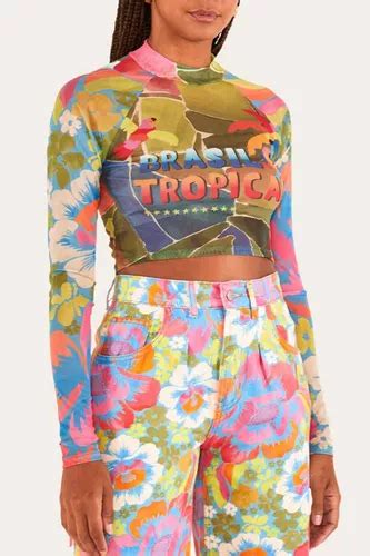 Blusa Cropped Patch Brasil Tropical Farm Frete grátis