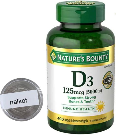 Natures Bounty Vitamina D3 125 mcg 400 cápsulas blandas incluido