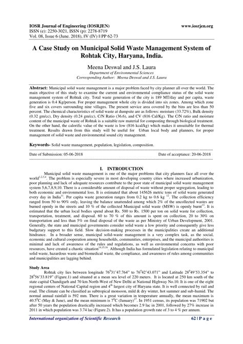 PDF A Case Study On Municipal Solid Waste Management System Of Rothay