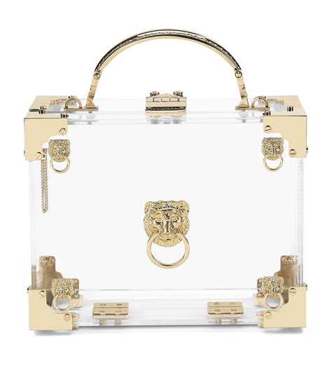 Womens Aspinal Of London Gold Mini Transparent Trunk Clutch Bag