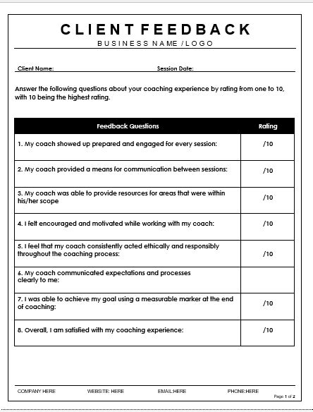 Life Coaching Assessment Forms Coaching Invoice Template Journal