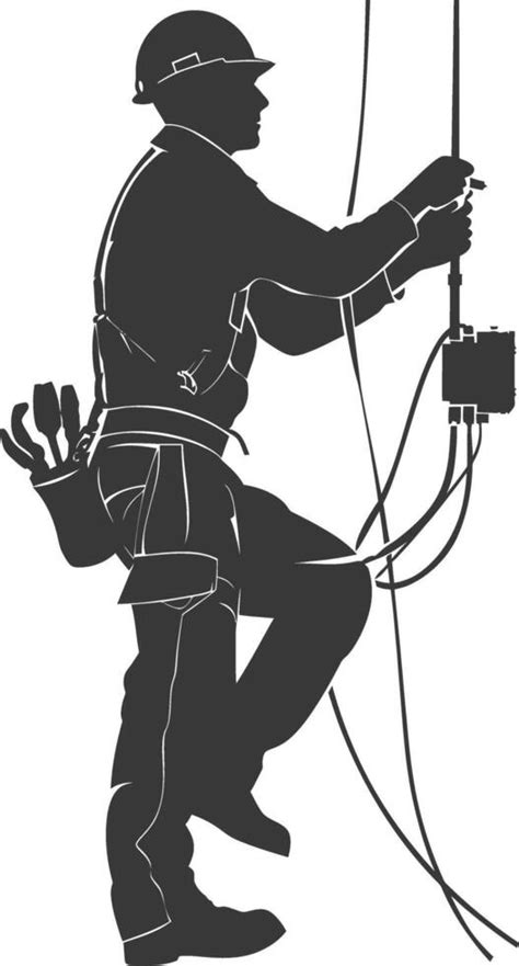 AI generated Silhouette electrician in action full body black color ...