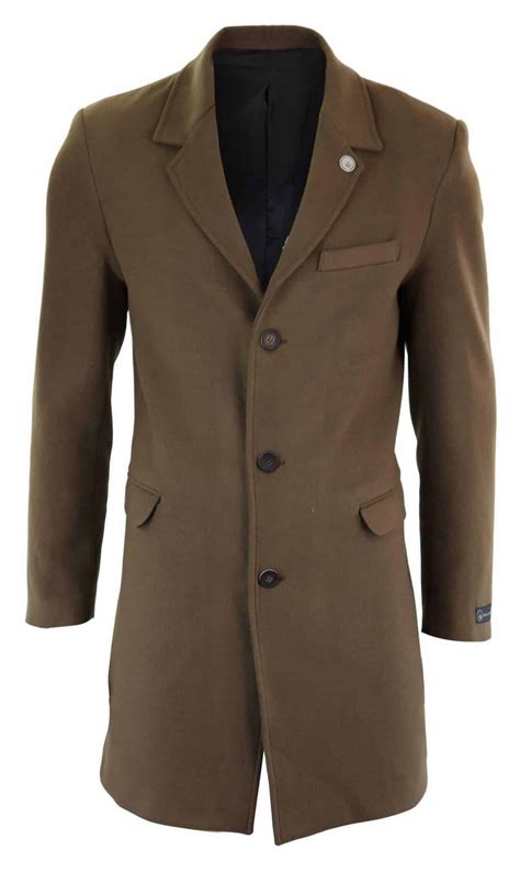 Mens Classic Wool Long Overcoat Brown Buy Online Happy Gentleman