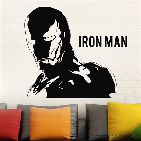 Hwhd Ironman Wall Decal Stickers Marvel Comics Decor Modern Stickers Vinyl Black Free Shipping