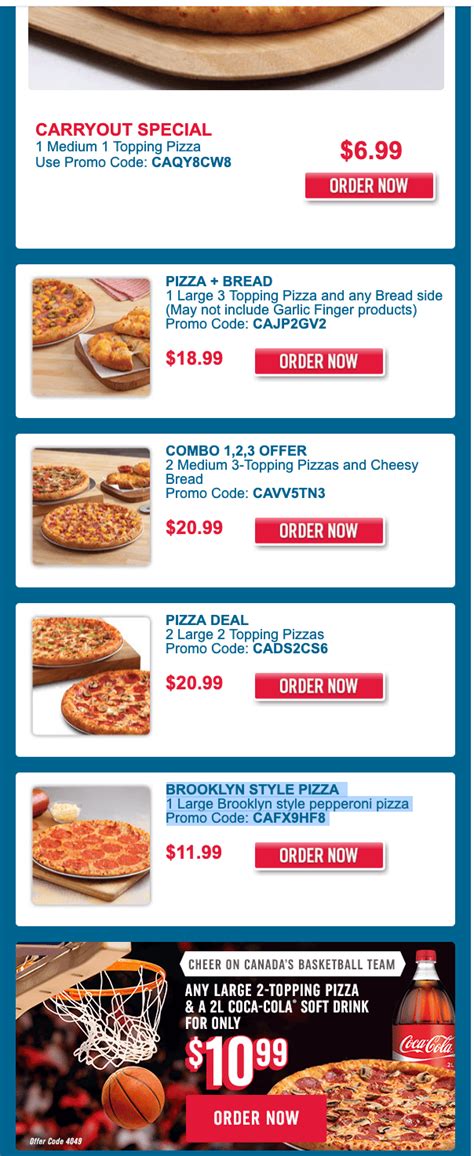 Domino's Pizza Canada Carryout Special Deals: Get 1 Medium 1 Topping ...