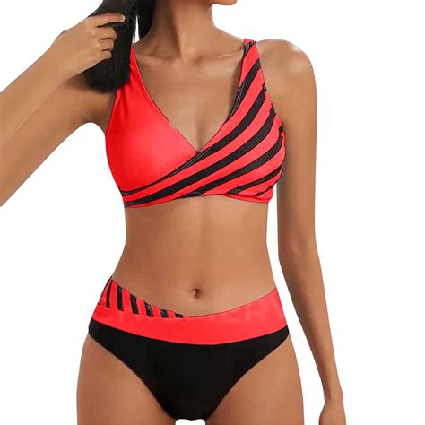 Qwang Bikini Set For Women Solid V Neck Knot Front Push Up High Leg