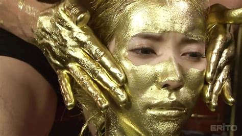 Japanese Submissive In Gold Body Paint Fingers Her Pussy Hd From Erito Cosplay In Japan