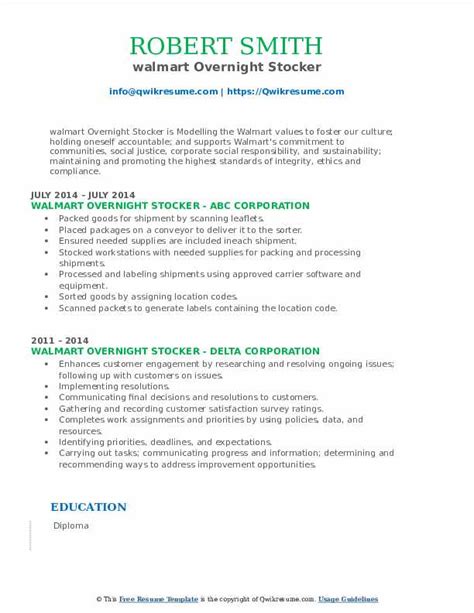 10 Walmart Overnight Stocker Resume Samples And Templates For 2025