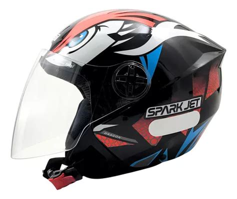 Capacete Ebf Spark Jet Dragon Preto E Vermelho Tam 56