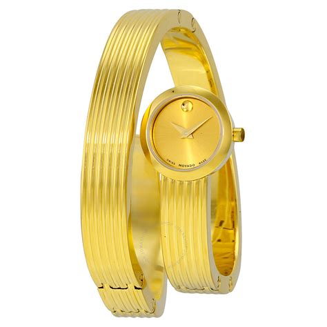 Movado Open Box Movado Museum Wrap Yellow Gold Soleil Dial Ladies