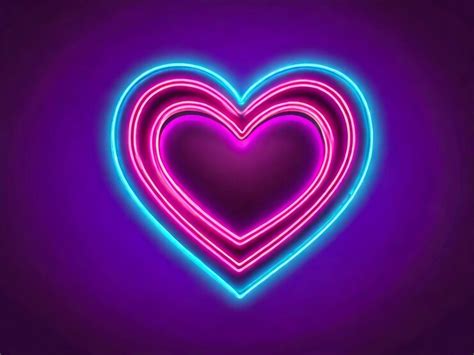 Premium Photo Bright Heart Neon Sign Retro Neon Heart Sign On Purple