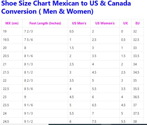 Mexico Shoe Size To Us Womens Clearance Bellvalefarms