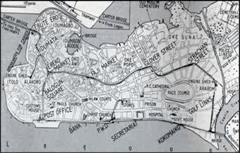 a: Map of Lagos Island showing some streets layout. Source ...