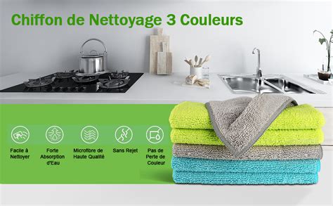 Aidea Lot De Chiffons De Nettoyage En Microfibre Torchons Lavette