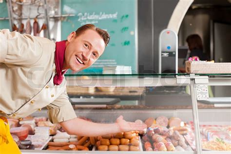 Working In A Butchers Shop Stock Image Colourbox