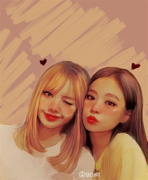 Blackpink Jenlisa Jennie X Lisa Fan Drawing Female Drawing Black The