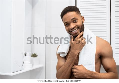 Smiling Afro Man Naked Muscular Torso Stock Photo Shutterstock