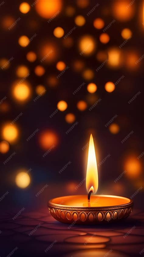 Premium Photo | Diwali background with lamp and bokeh lights