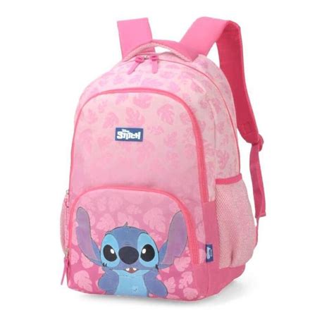 Mochila De Costas Feminina Do Stitch Notebook Luxcel 46973 Rosa