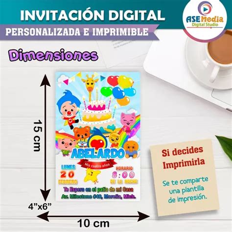 Invitación Digital El Payaso Plim Plim Imprimible Whatsapp 58 en