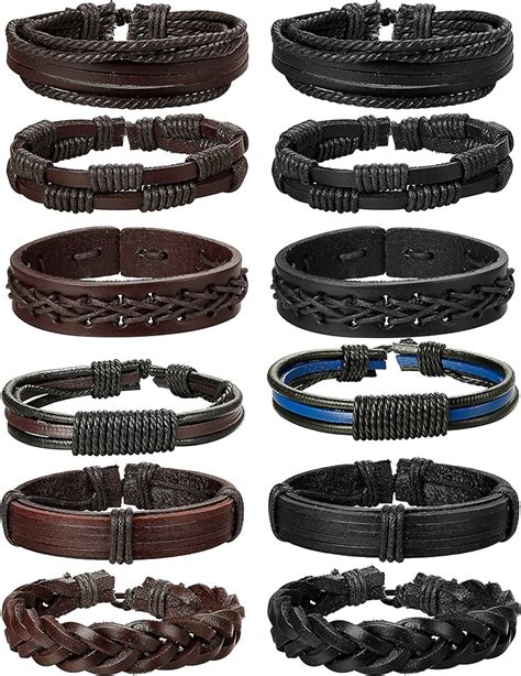 Pulsera De Cuero Trenzado Para Hombre