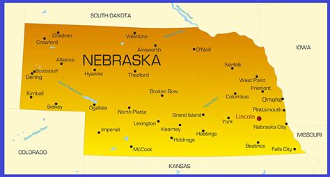 Cities Map of Nebraska | Large Printable High Resolution Nebraska City ...