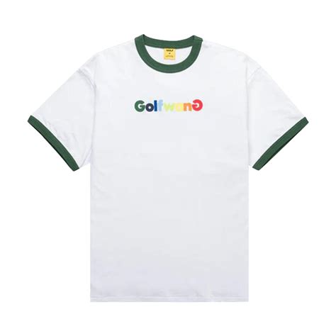 GOLF WANG Happy Logo Ringer Tee 'White/Green' | GOAT