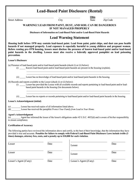 Free Printable Lead Paint Disclosure Form Printable Forms Free Online