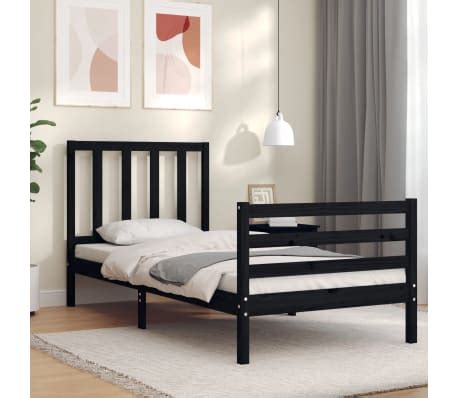 VidaXL Bed Frame Without Mattress Black Single Solid Wood Pine